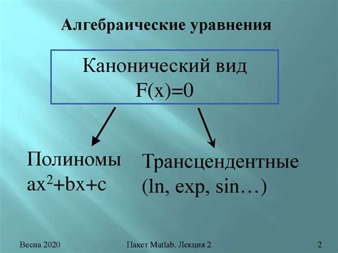 Алгебраические уравнения: решение и формулы