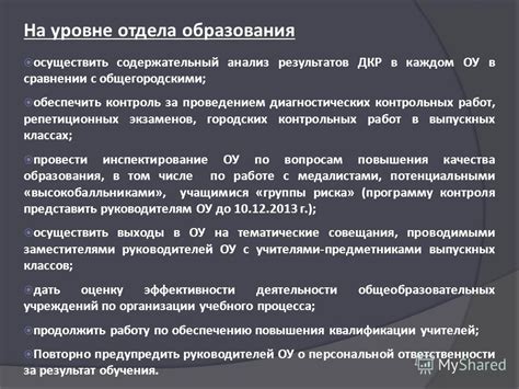 Анализ результатов экзаменов и контрольных работ