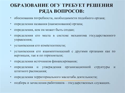 Важность соответствия наименования органа его функциям