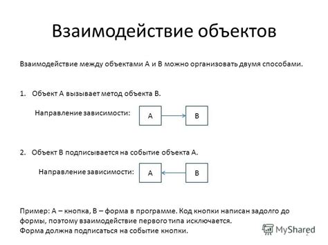 Взаимодействие: взаимодействие между объектами