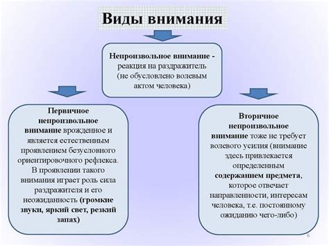 Виды внимания и их характеристики