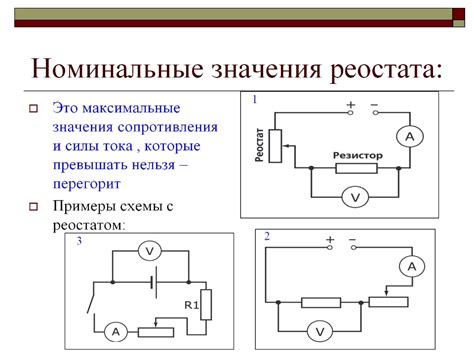 Виды реостата полностью введен