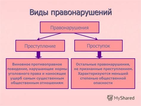 Виды уголовных правонарушений и их особенности