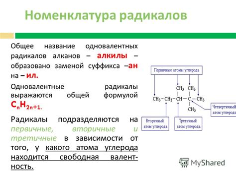 Вклад одновалентных групп в реакционные механизмы