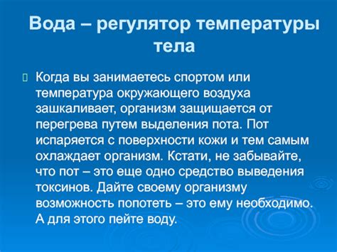 Вода как гидротермальный регулятор температуры тела