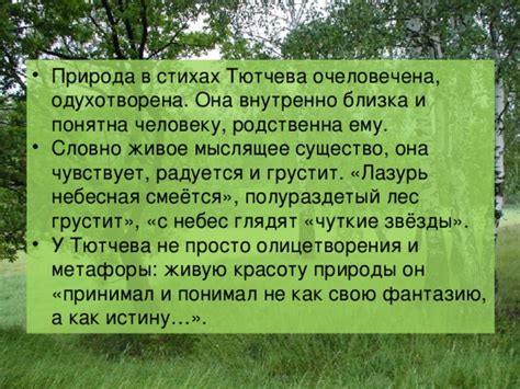 Впечатления от природы в стихах Тютчева