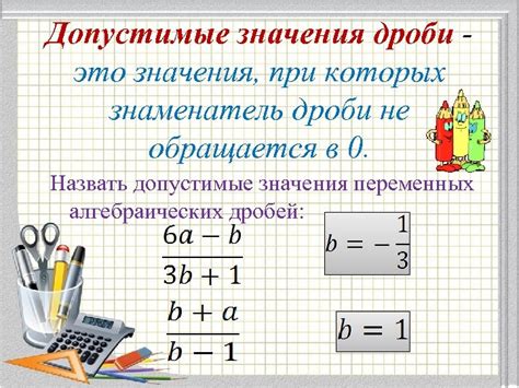 Доказательство правильности расчета значения дроби при заданных переменных