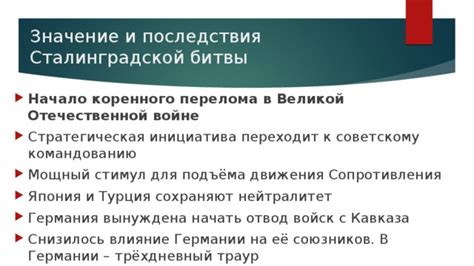 Значение коренного перелома ВОВ в истории