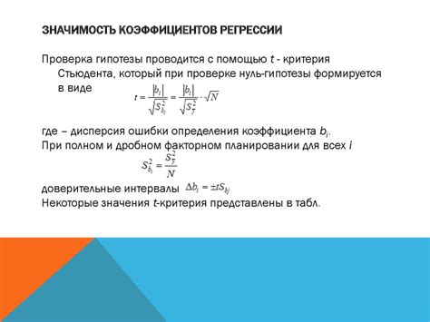 Значение коэффициента регрессии