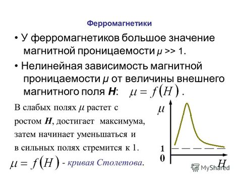 Значение насыщение ферромагнетиков