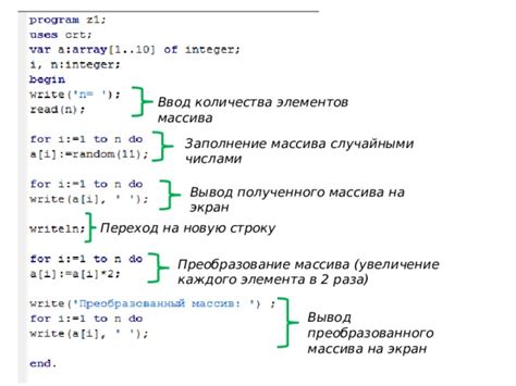 Изменение значений элементов массива