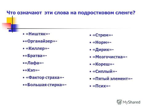 Какие другие подобные слова используются в современном подростковом сленге?