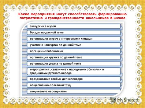 Какие мероприятия могут быть организованы?