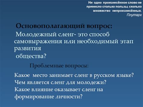 Какое влияние оказывает молодежный сленг на современную лингвистику?