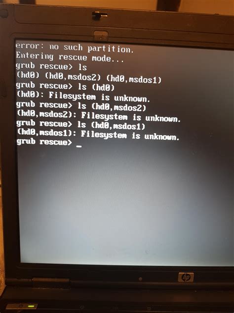 Как исправить ошибку Unknown filesystem в grub rescue