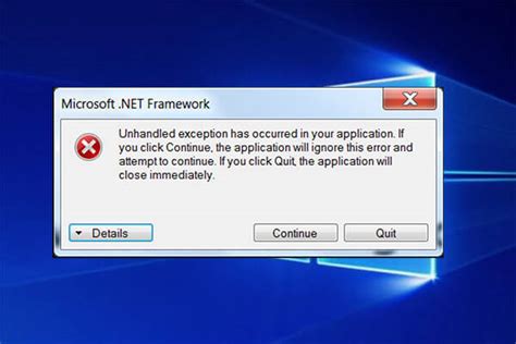 Как определить исключение unhandled exception has occurred in your application?