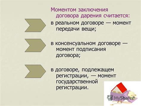 Как определить момент заключения договора дарения?