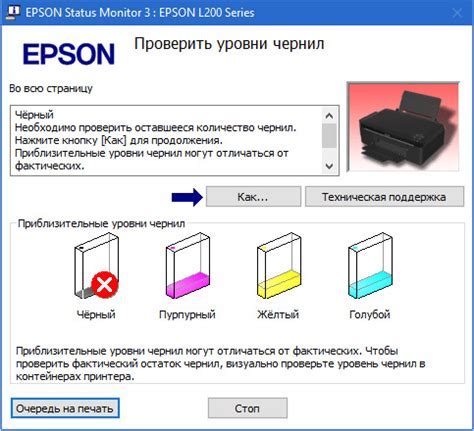 Как определить необходимость сброса уровня чернил?