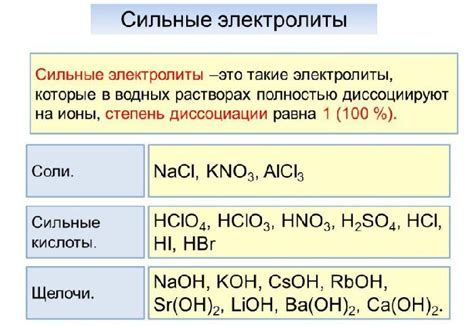 Как определить сильный электролит?