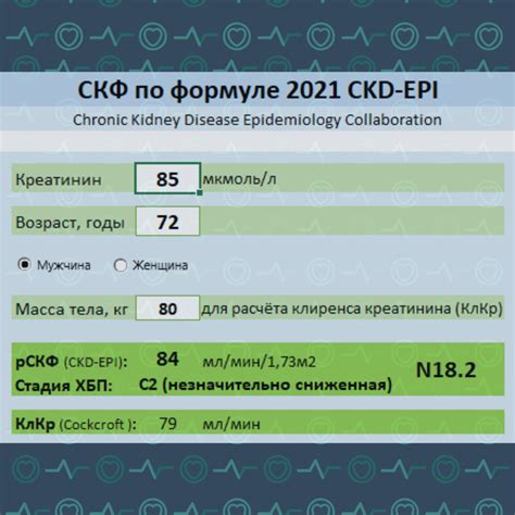 Методика рассчета СКФ по формуле CKD-EPI