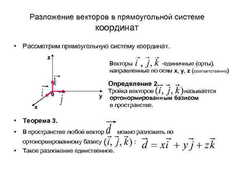 Методы выписывания координат векторов в прямоугольной системе координат