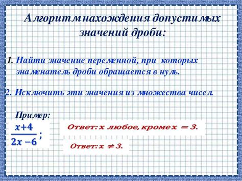 Методы определения допустимых значений переменной в дроби