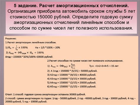 Начисление амортизации линейным способом: