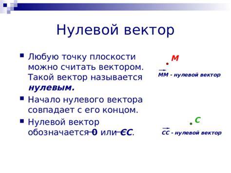 Нулевой вектор в операциях с векторами