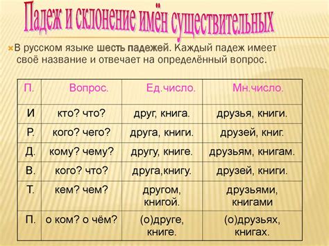 Общие признаки существительного: число, род, падежи