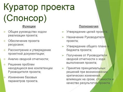 Обязанности куратора