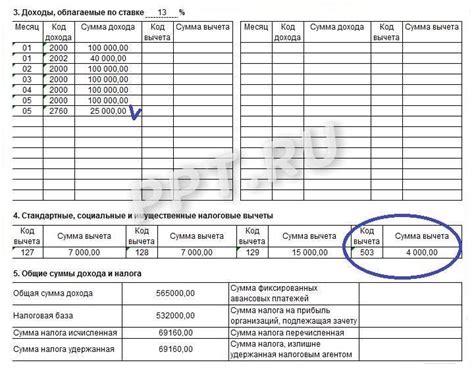 Определение кода дохода 2760 и вычета 503