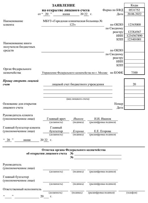 Определение реквизитов лицевого счета