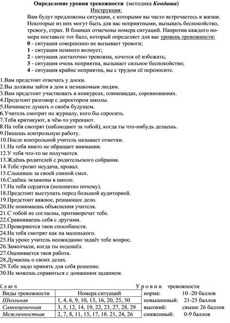 Определение уровня тревожности после пробуждения