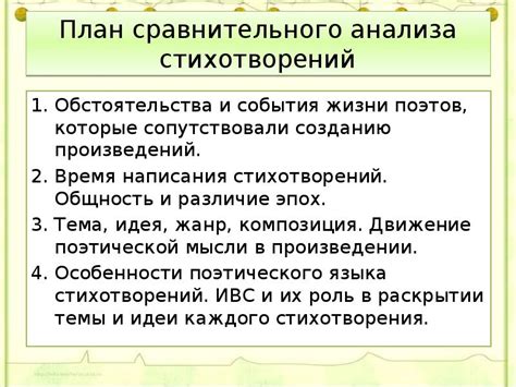 Основные аспекты сравнительного анализа стихотворений