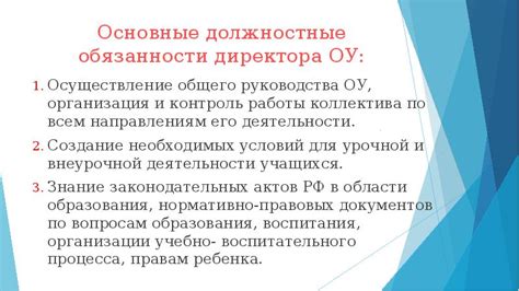 Основные обязанности индустриального директора