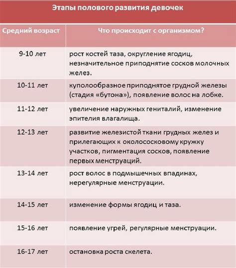 Основные периоды полового созревания у детей