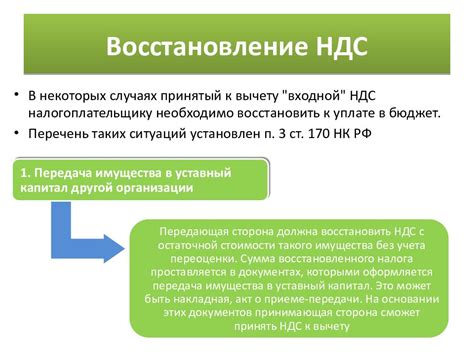 Основные принципы восстановления НДС