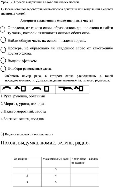 Основные принципы в выделении значимых частей прилагательного