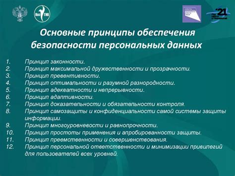 Основные принципы обеспечения безопасности персональных данных