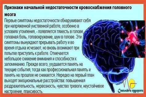 Основные симптомы сужения сосудов головного мозга