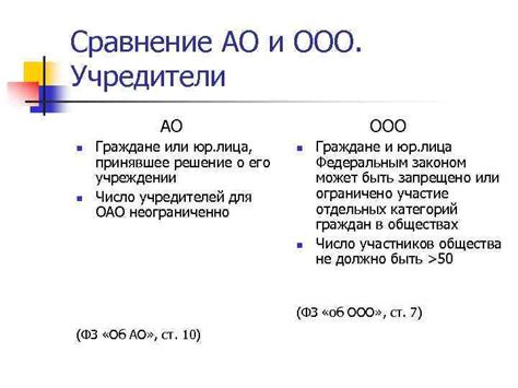 Основные типы АОО в России