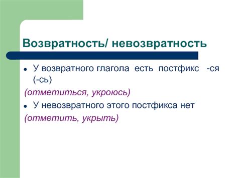 Особенности использования невозвратного вида глагола