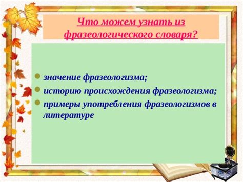 Особенности использования фразеологизма в литературе