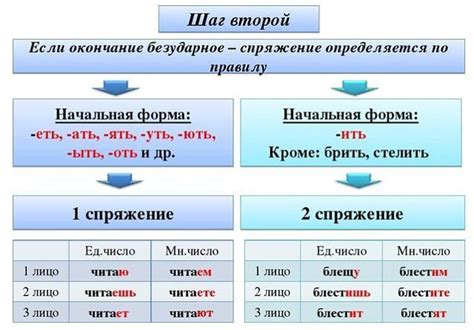 Отличие спряжения 1 от спряжения 2