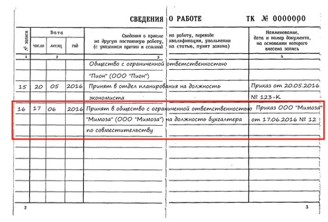 Отсутствие стандартной формы записи трудовой деятельности