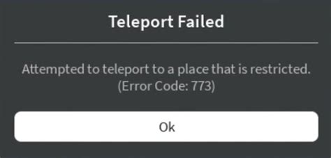 Ошибка 773 в Роблоксе: возможные причины и их значение