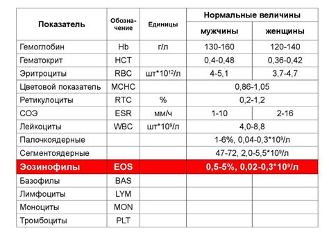 Повышенное содержание эозинофилов у женщин