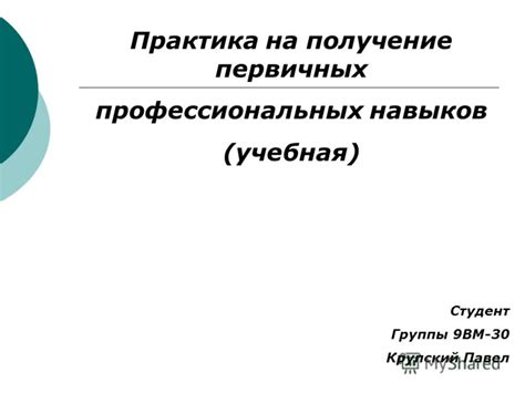 Получение профессиональных навыков