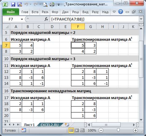 Понятие транспонированной