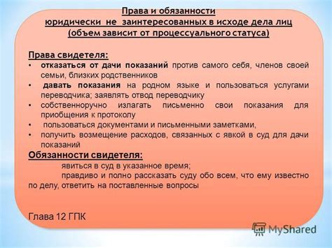 Права и обязанности "неподсудного суду" лица